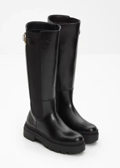 Bottes fourrées à plateforme et empiècement élastique