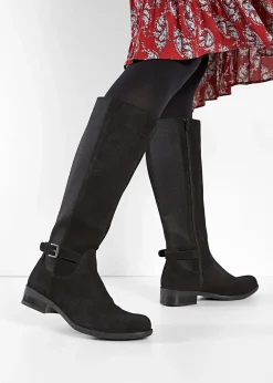 Bottes tige large en cuir