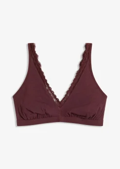 Brassière côtelée avec coton et dentelle