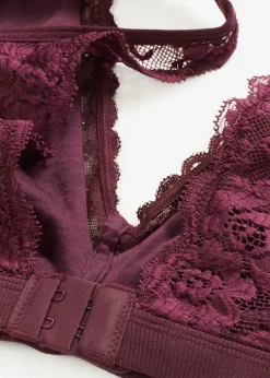 Brassière côtelée avec coton et dentelle