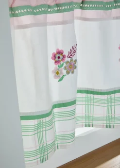 Brise-bise brodé en coton