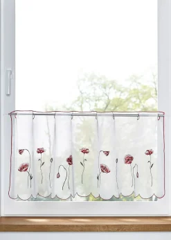 Brise-bise transparent à broderies florales
