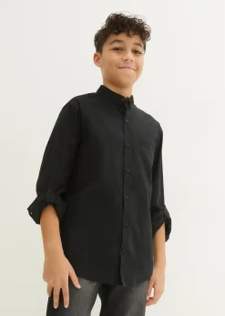 Chemise avec manches à retrousser, 100% coton