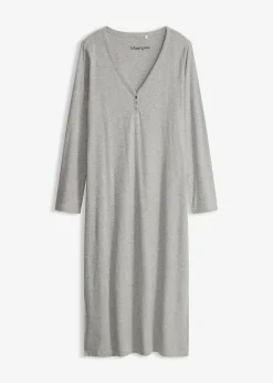Chemise de nuit en matière côtelée avec boutons