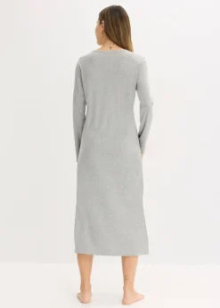 Chemise de nuit en matière côtelée avec boutons