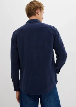 Chemise douce en velours de coton côtelé extensible