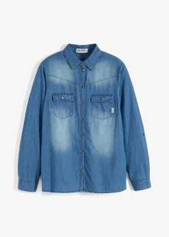 Chemise en jean avec boutons-pression, manches longues