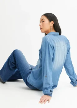 Chemise en jean avec boutons-pression, manches longues