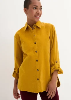 Chemise en velours côtelé avec fentes sur le côté