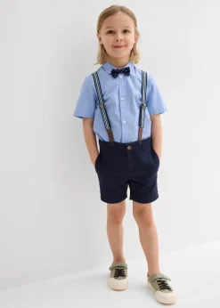 Chemise manche courtes, bermuda chino, bretelles et nœud papillon (ens. 4 pces)