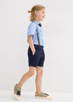 Chemise manche courtes, bermuda chino, bretelles et nœud papillon (ens. 4 pces)