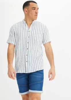 Chemise manches courtes, aspect froissé