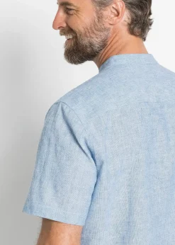 Chemise manches courtes aérienne en lin mélangé