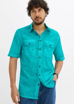 Chemise manches courtes aspect délavé