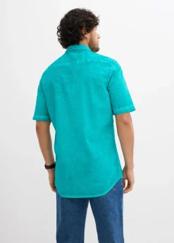 Chemise manches courtes aspect délavé