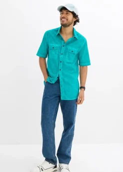 Chemise manches courtes aspect délavé