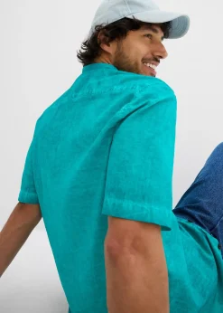 Chemise manches courtes aspect délavé