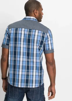 Chemise manches courtes avec empiècements denim