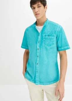 Chemise manches courtes aspect délavé