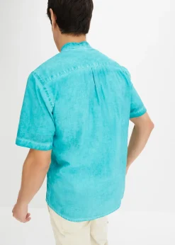 Chemise manches courtes aspect délavé