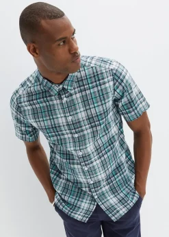 Chemise manches courtes en seersucker 100% coton