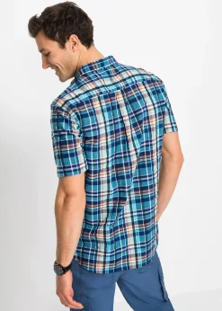Chemise manches courtes en seersucker 100% coton