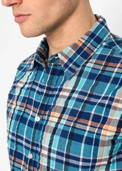 Chemise manches courtes en seersucker 100% coton