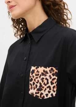 Chemise oversize avec poche poitrine contrastante