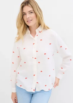 Chemisier en gaze de coton à motif cœurs