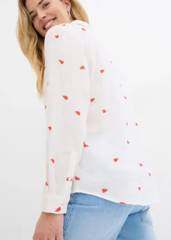 Chemisier en gaze de coton à motif cœurs
