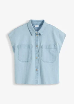 Chemisier en jean court et boxy
