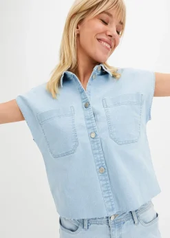Chemisier en jean court et boxy