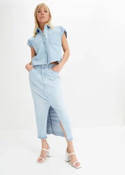 Chemisier en jean court et boxy