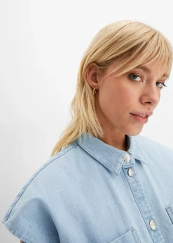 Chemisier en jean court et boxy