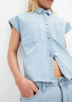 Chemisier en jean court et boxy