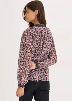 Chemisier en mousseline imprimée avec broderies