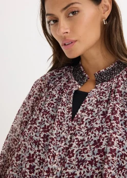 Chemisier en mousseline imprimée avec broderies