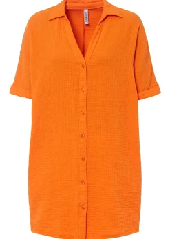 Chemisier long, oversize et doux en gaze de coton