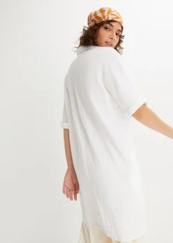 Chemisier long, oversize et doux en gaze de coton