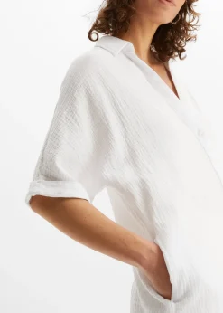 Chemisier long, oversize et doux en gaze de coton