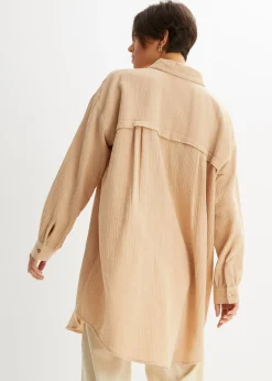 Chemisier long oversize en gaze de coton