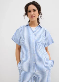 Chemisier manches courtes en seersucker