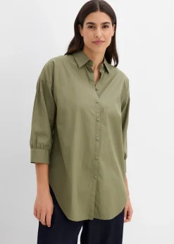 Chemisier oversize en coton, manches 3/4