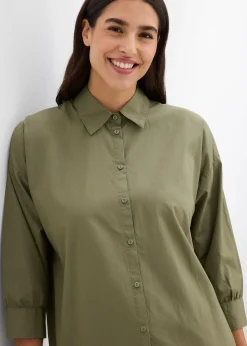 Chemisier oversize en coton, manches 3/4