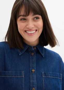 Chemisier oversize en jean épais, 100% coton
