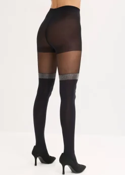 Collant 70den effet faux bas, avec bordure brillante
