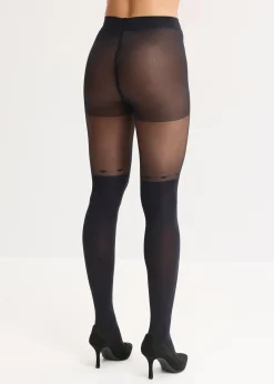 Collant effet jambière avec cœurs 70den