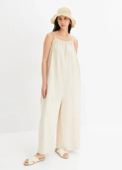 Combinaison aérienne en lin et viscose