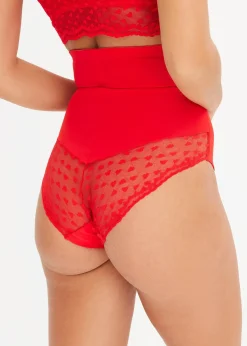 Culotte sculptante taille haute avec dentelle, maintien fort