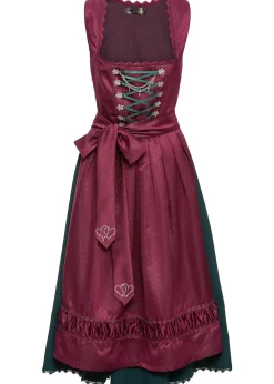 Dirndl à tablier en satin brodé (ens. 2 pces)